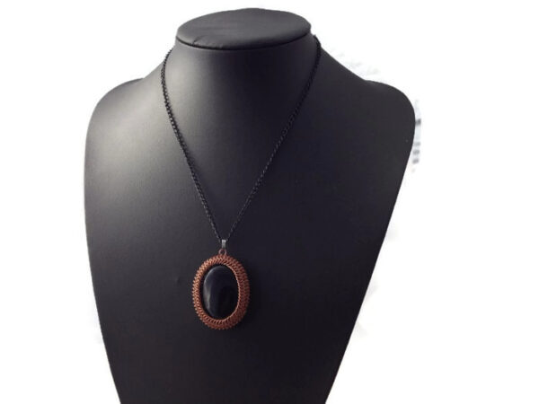 Wrapped Goldstone Chainmaille Pendant by Destai